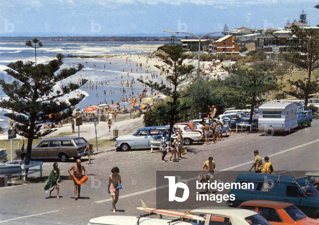 Caloudra, Sushine Coast: Popular King's Beach, c. 1975 (postcard)