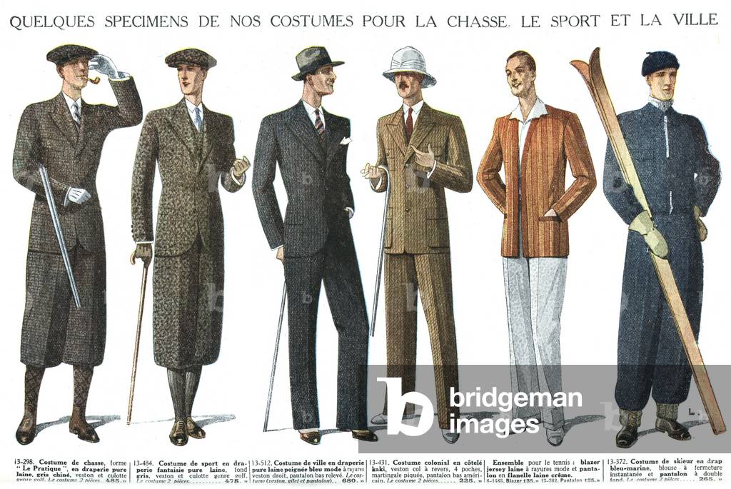 Men's clothes for hunting,sport and city, Manufrance catalogue, 1931 (illustration)