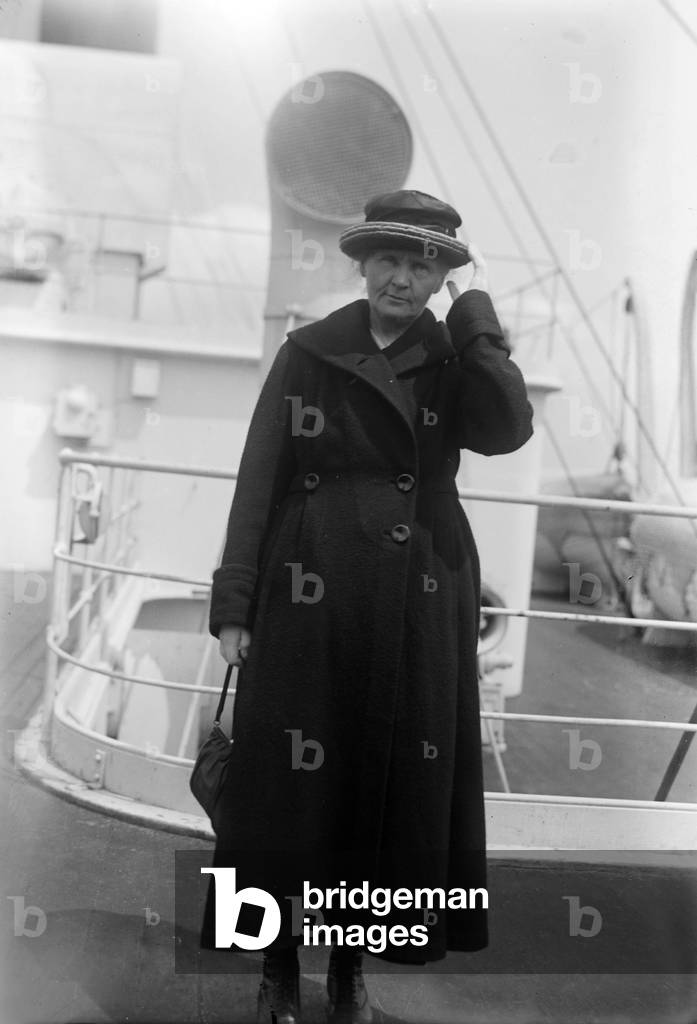 Marie Curie  french scientist, here aboard a liner probably in 1921 for her 1st travel to USA
