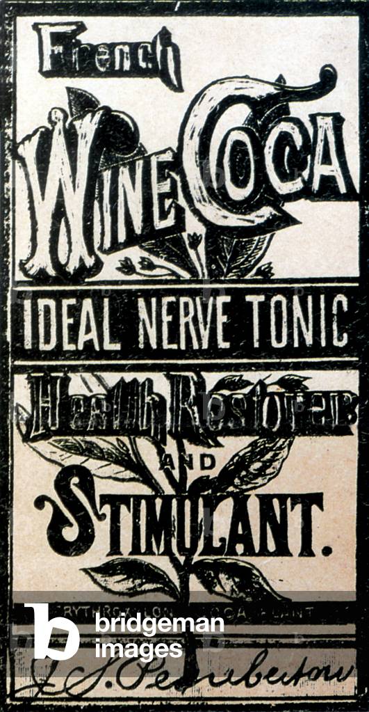 Label of Coca Cola drink in 1885 made by Pemberton