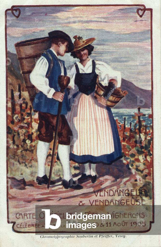 official card for the winegrowers fair in Vevey, Switzerland august 4-11, 1905
