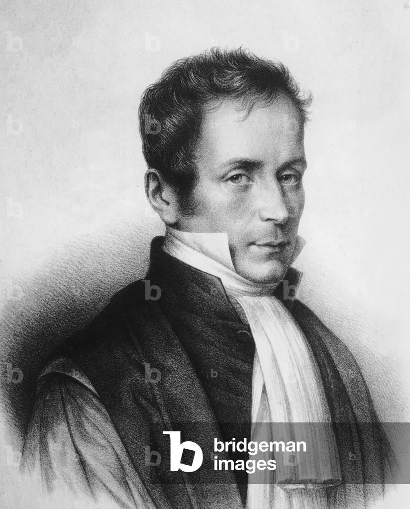 Rene Laennec (1781-1826) french doctor, inventor of the stethoscope, engraving