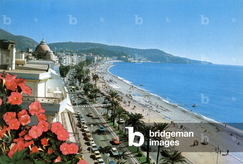 Nice (French Riviera): the promenade des Anglais, Postcard, 1981