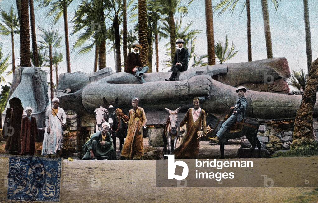 Ramses II statue in Memphis, Egypt, c. 1900 (postcard)