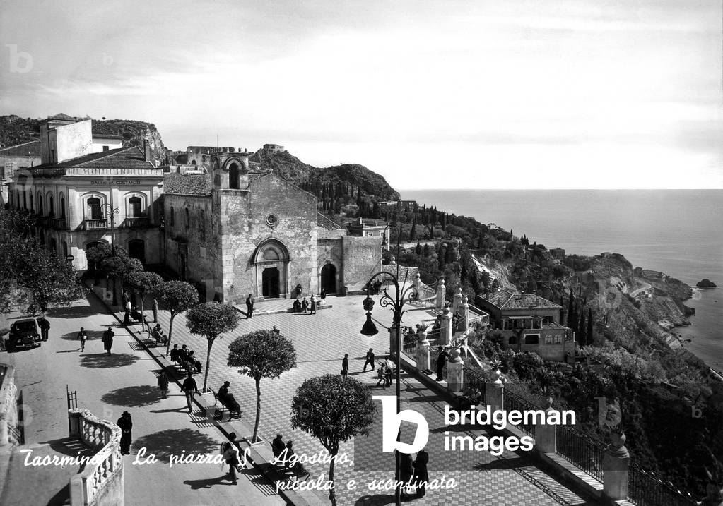 Taormina, Sicily: San Agostino church, Postcard, 1946
