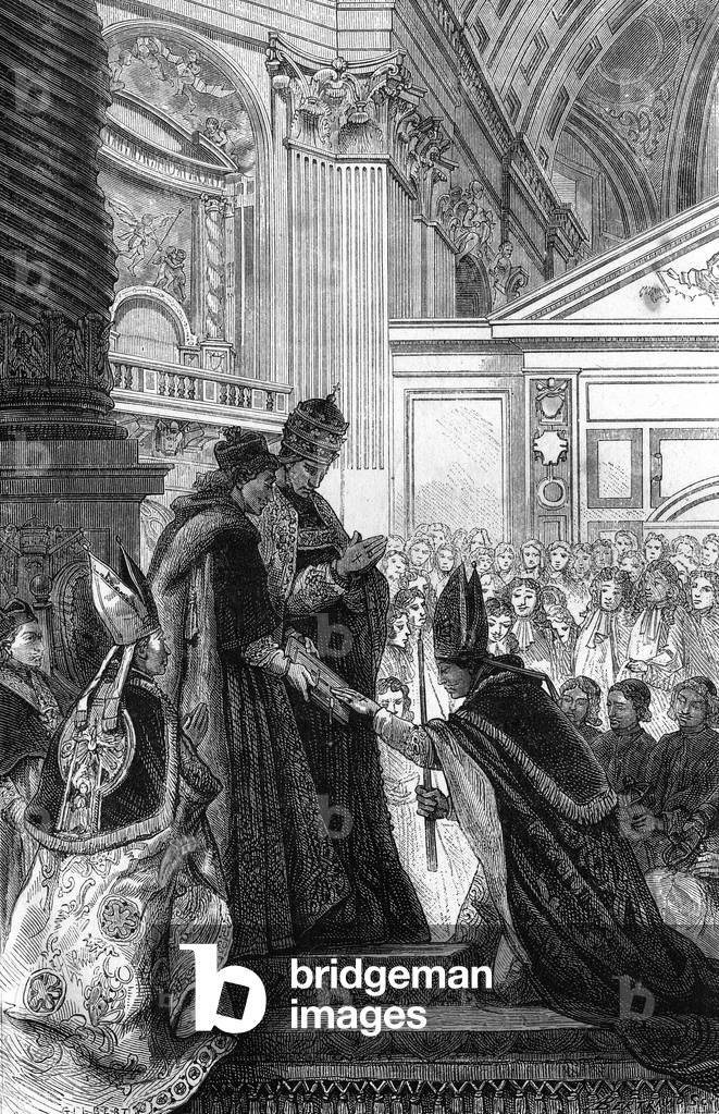 Nicolas Stenon consecrated bishop of Titiopolis, 1878 (engraving)