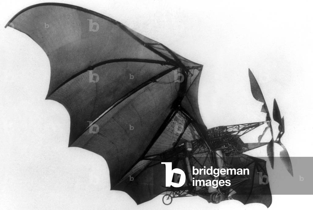 First flight of the Avion III made by Clement Ader, 1897 (b/w photo)