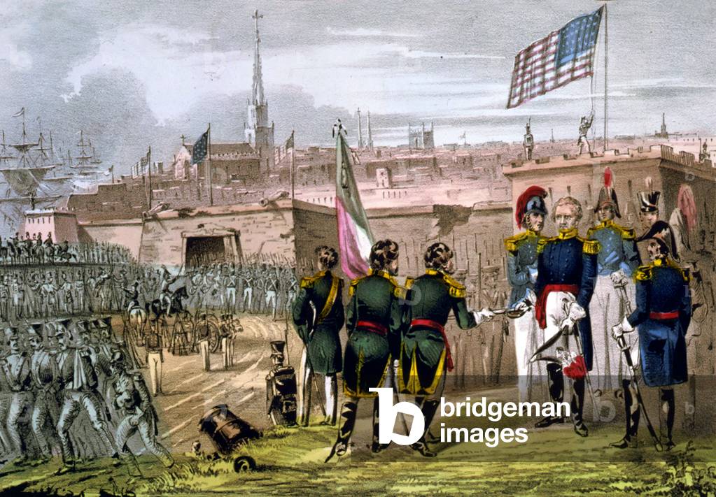 Siege of Veracruz, Mexico 1847 (litho)