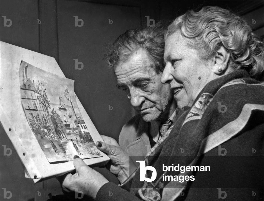 French painter Maurice Utrillo and his wife Lucie Valore 1949