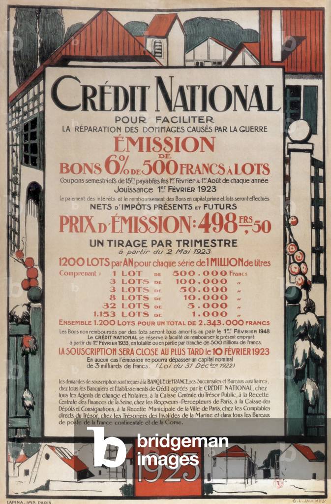 Gvernment loan in 1923 in France to help with war damages (poster)