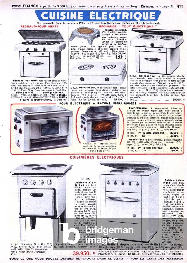 Electric kitchens (stoves, ovens) c.1950 (print)