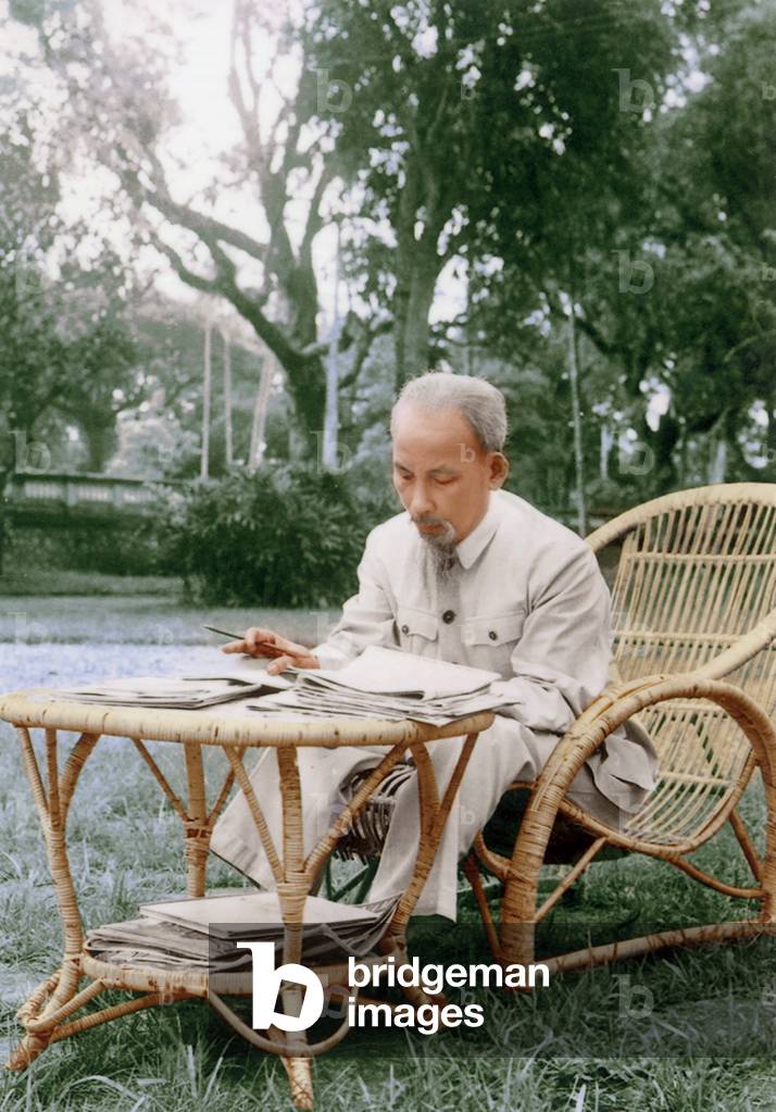 Ho Chi Minh in garden of presidential palace in Hanoi, c.1960 (photo)