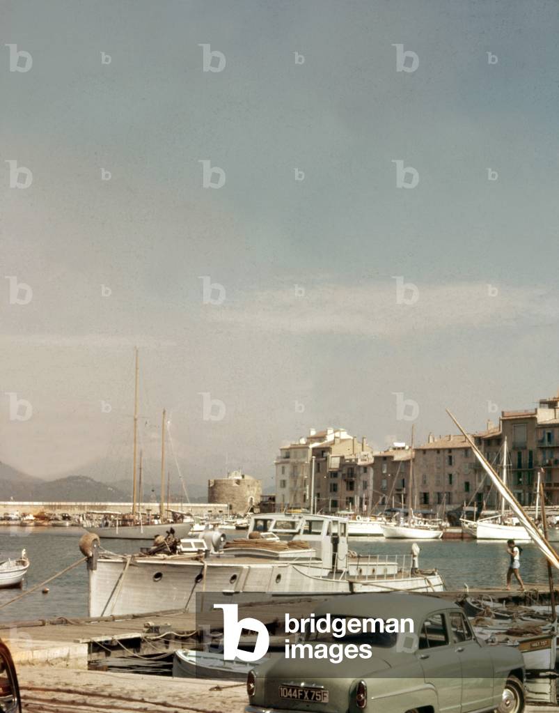 View of Saint Tropez, France, 1951, Simca Aronde car
