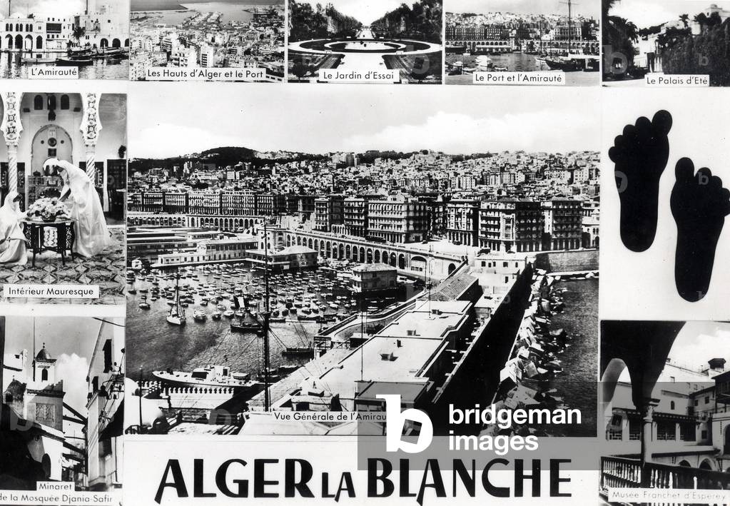 Postcard of White Alger, global view of the Admiralty. Black feet (name of the french residents in North Africa) collection, c. 1960