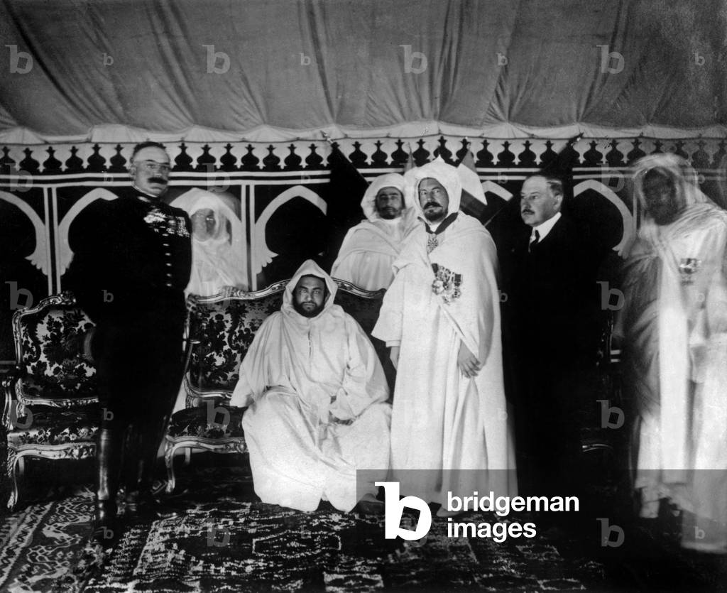 In c: Moulay Youssef ben Hassan  sultan of Morocco in 1912-1927, here in Fes in 1913