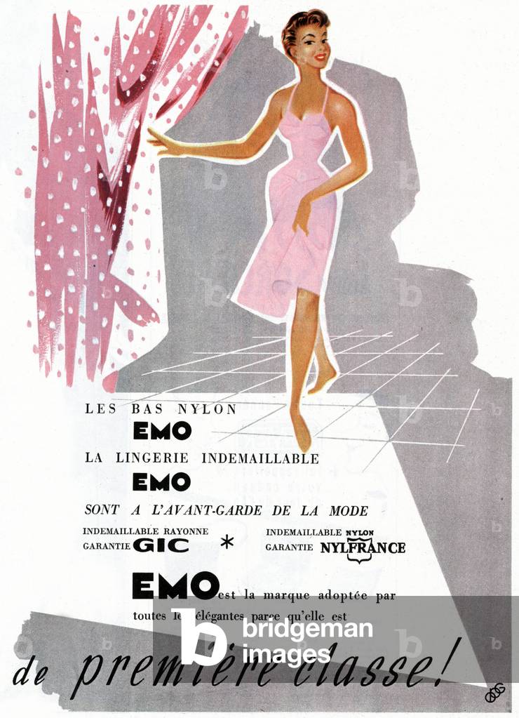 French advertisement for EMO nylon underwear, 1953