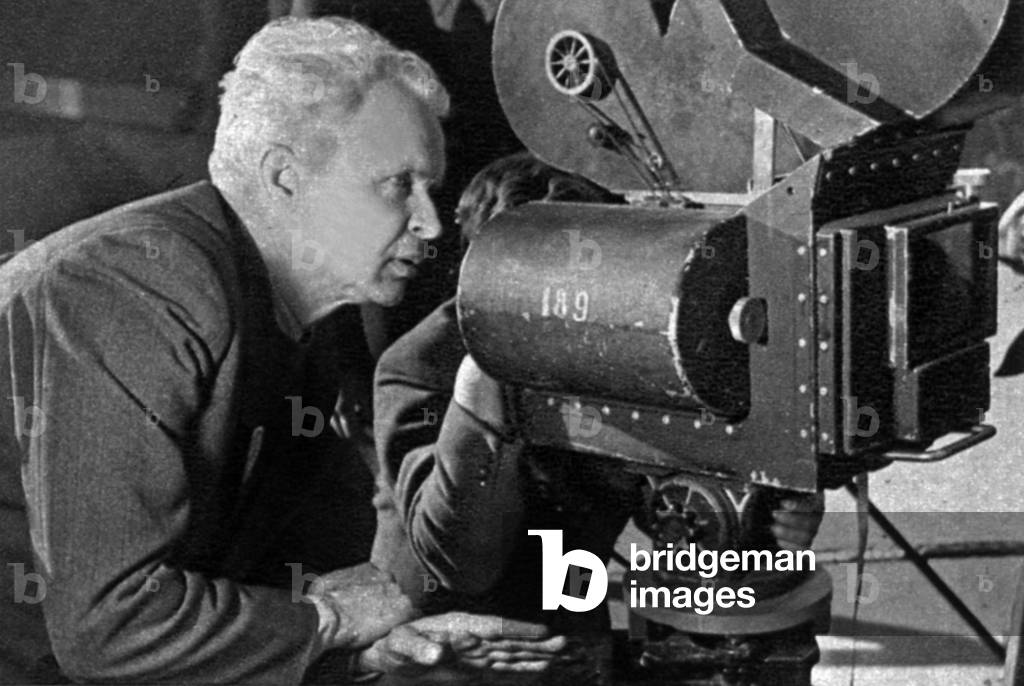Director Alexandre Dovjenko on set of film Poem of the Sea 1948