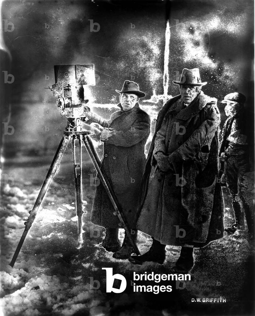 Director D.W. Griffith (1875-1948) american director and probably William (Billy) Bitzen, cameraman on set of a film c. 1918