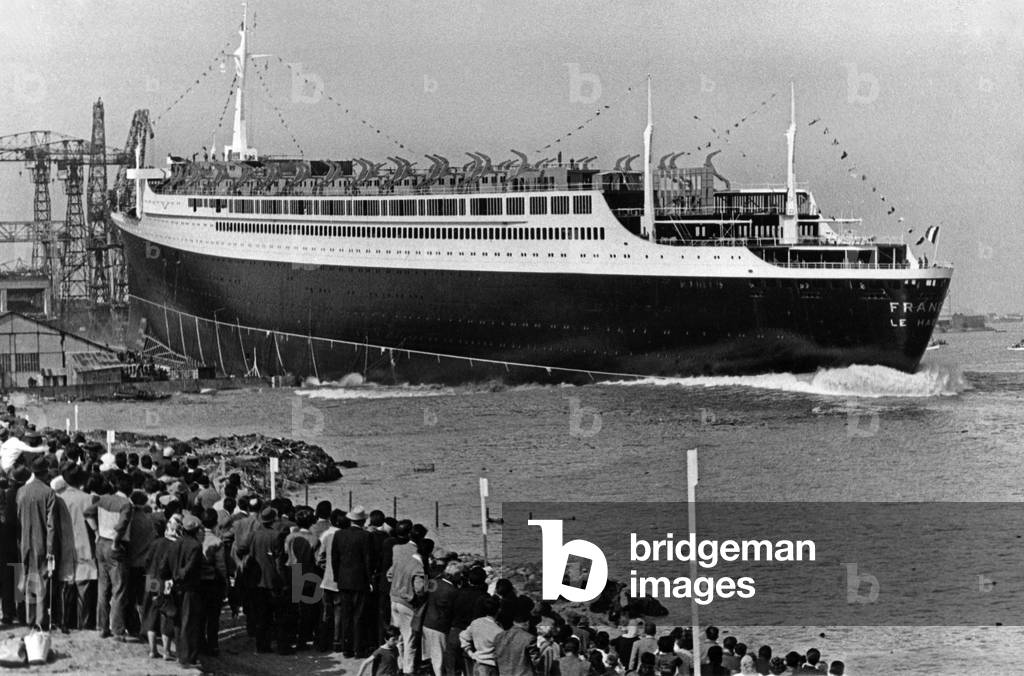 Launching of liner France in Saint-Nazaire, France, on may 11, 1960