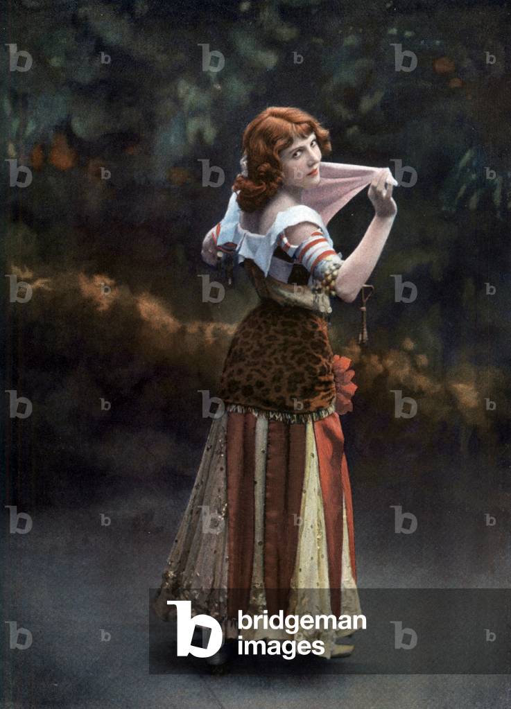 French actress Eve Lavalliere (1866-1929) as princess Mitzy in opera bouffe by ClaudeTerrasse 