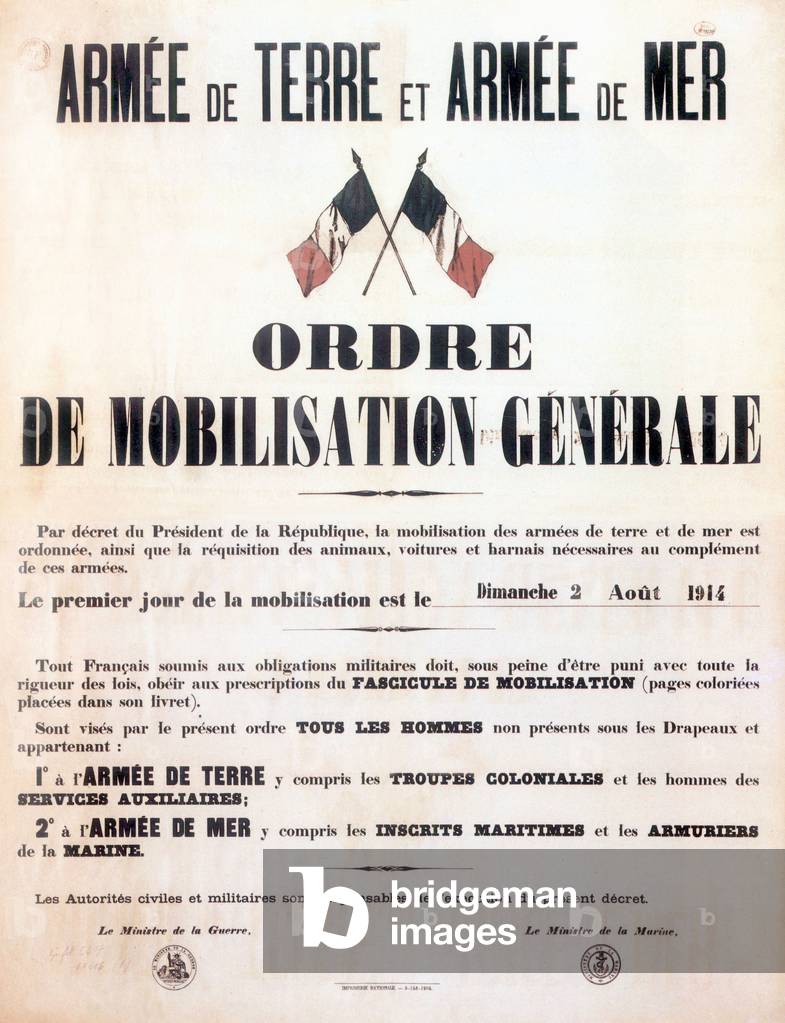 General mobilization order in France August 02, 1914 (print)