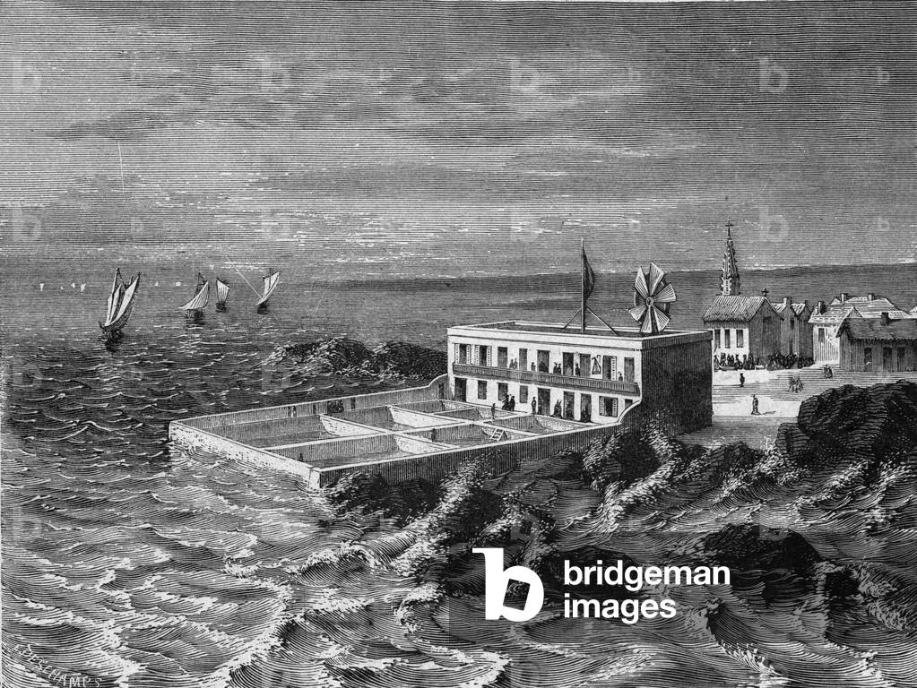 Laboratory in Concarneau, brittany, France, engraving, 1899