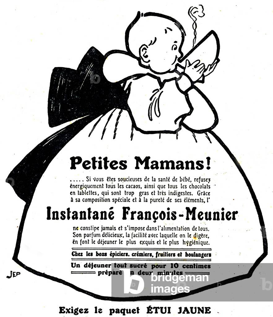 advertisement for drinking chocolate Francois Meunier for babies 1913