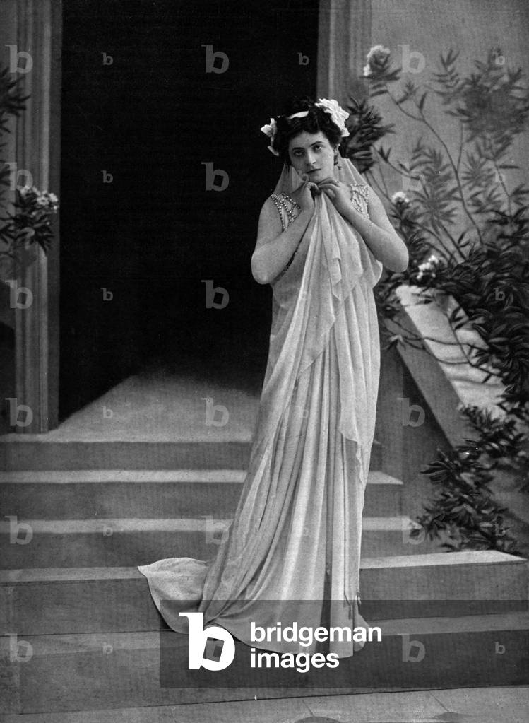 french soprano Miss Hatto (Marguerite Jeanne Frere) os Iole in opera Astarte, picture from french newspaper 