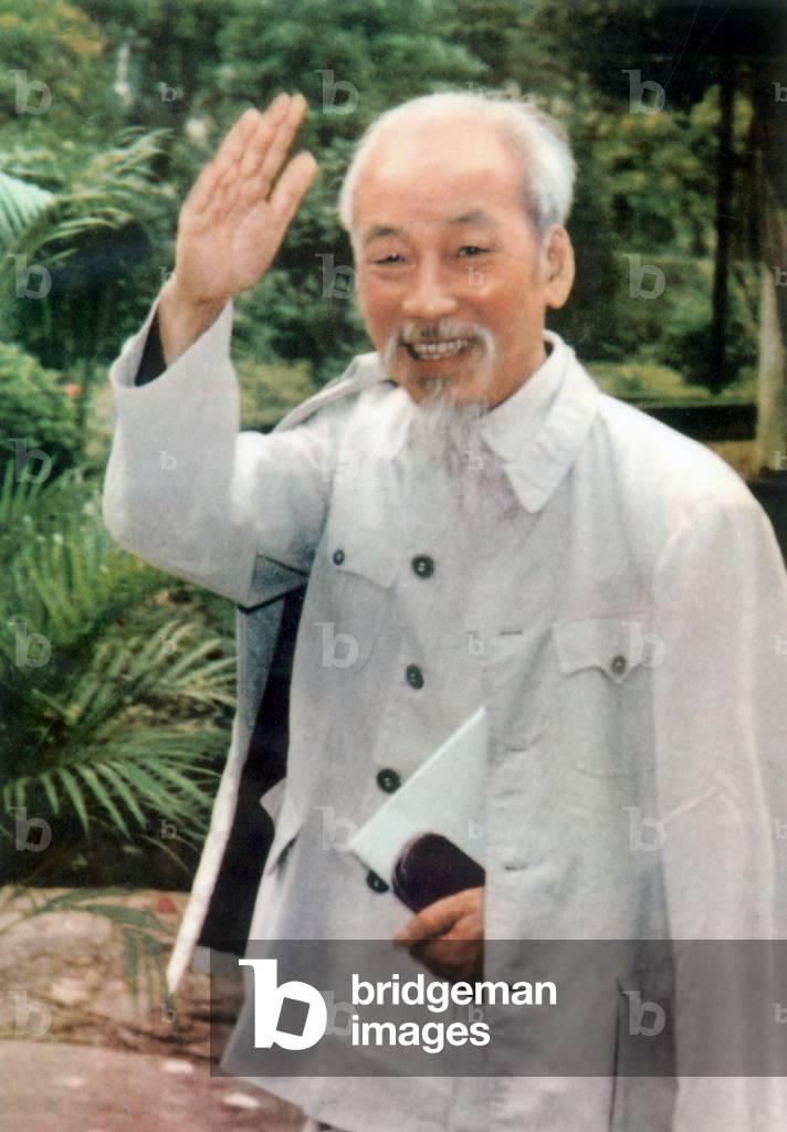 Ho Chi Minh in garden of presidential palace in Hanoi, c.1962 (photo)