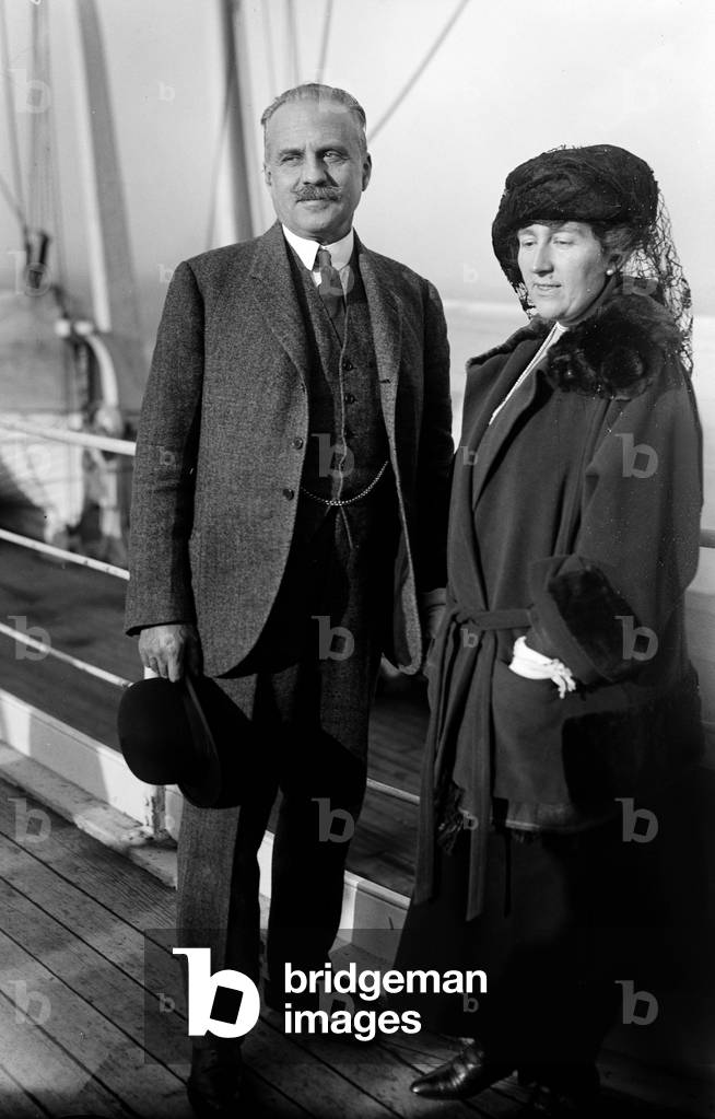 Prince Zdzislaw Lubomirski (1865-1943) polish politician, here with his wife aboard a liner c. 1920