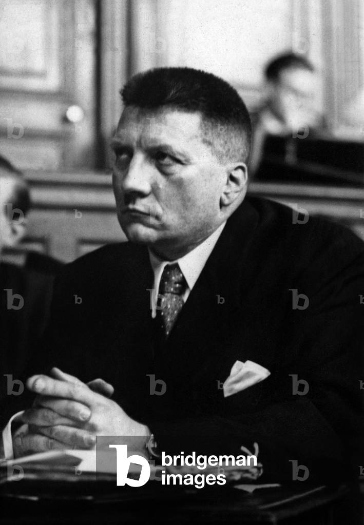 Andre Chasseigne, french politician, here after ww2, during his trial for intelligence with ennemy