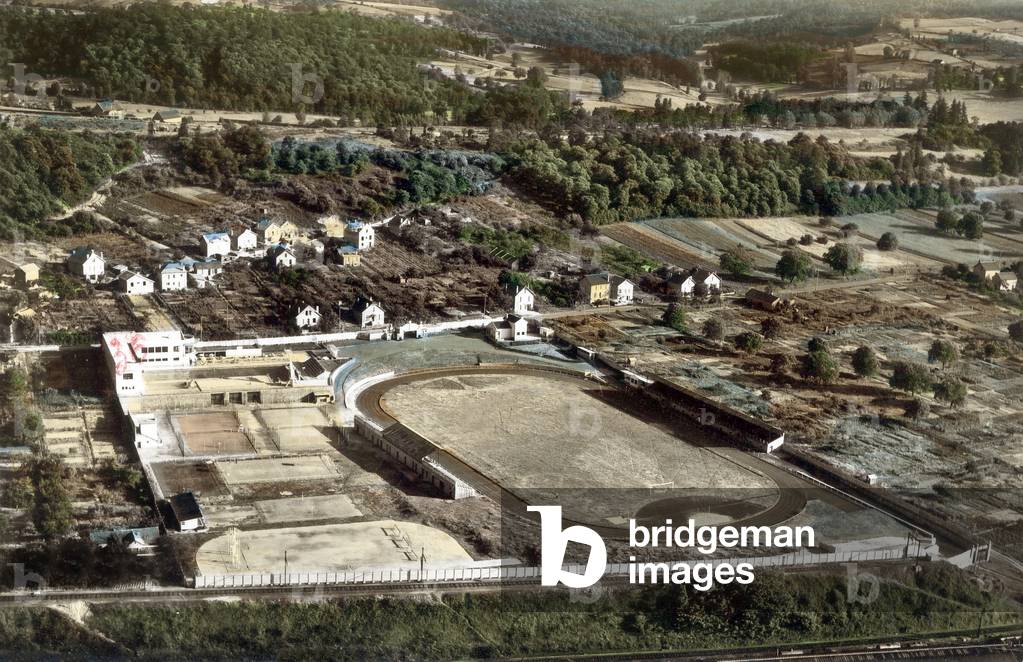 Brive la Gaillarde, France: stadium and swimming pool, Postcard, c. 1950