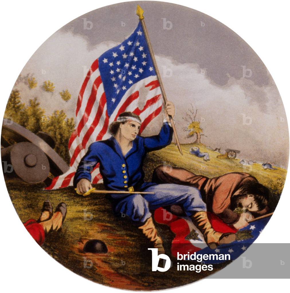 The two standards bearers, the day after battle c.1894 (engraving)