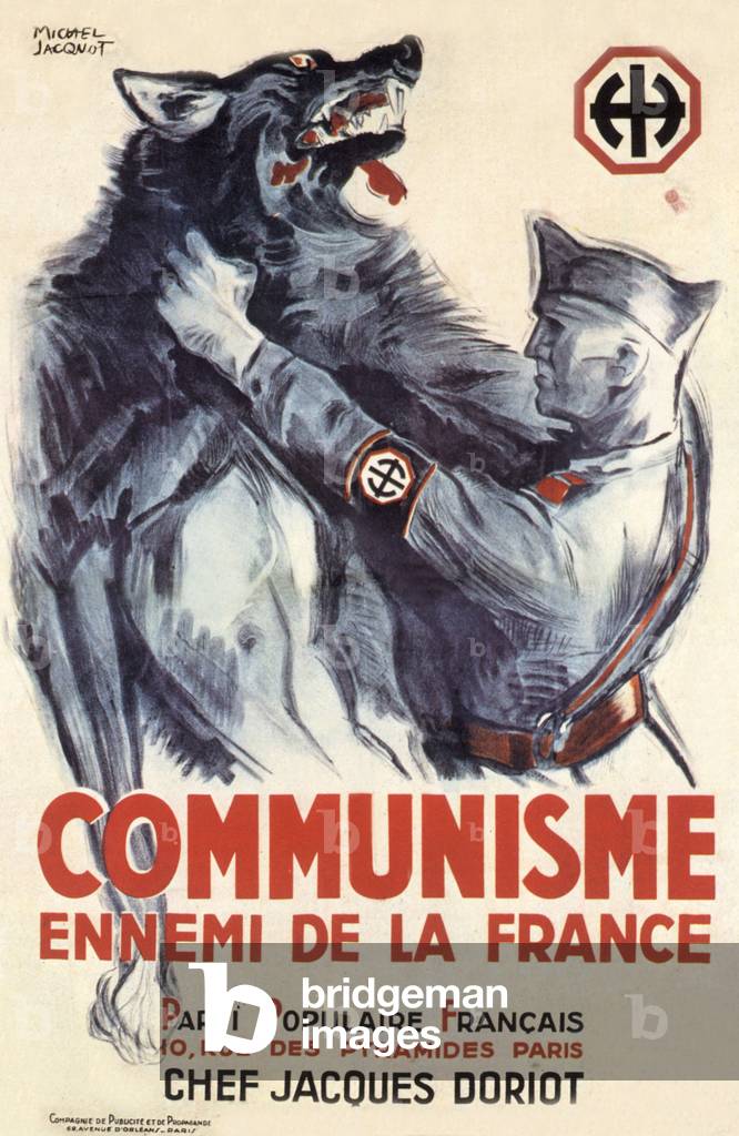 Propaganda poster by Michel Jacquot for PPF, french fascist party, 1942