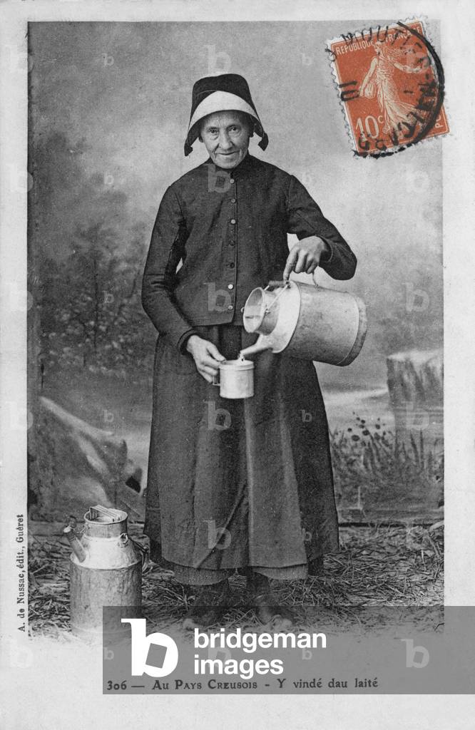 A dairymaid in Creuse, c. 1910 (postcard)