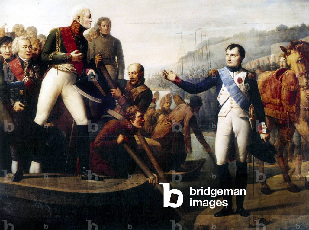 Czar Alexandre 1st of Russia and french emperor Napoleon 1st at the time of Tilsit treaty (1807) (print)