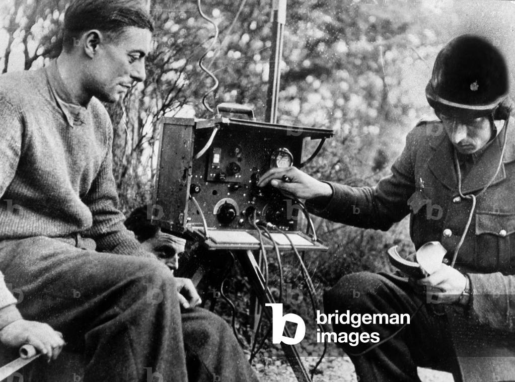 Radio transmission in the maquis, 1942 (b/w photo)
