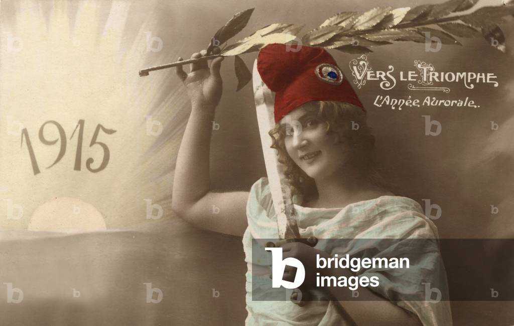 Postcard for new year hoping it will be the end of the war, 1915