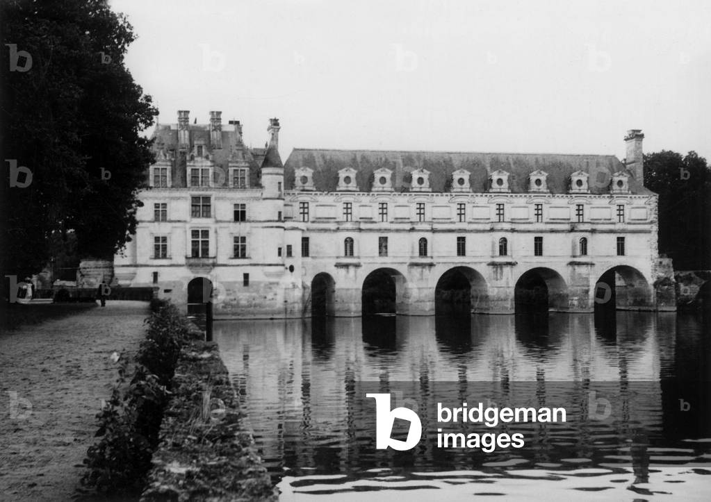 Chenonceau castle over Loire river (photo)