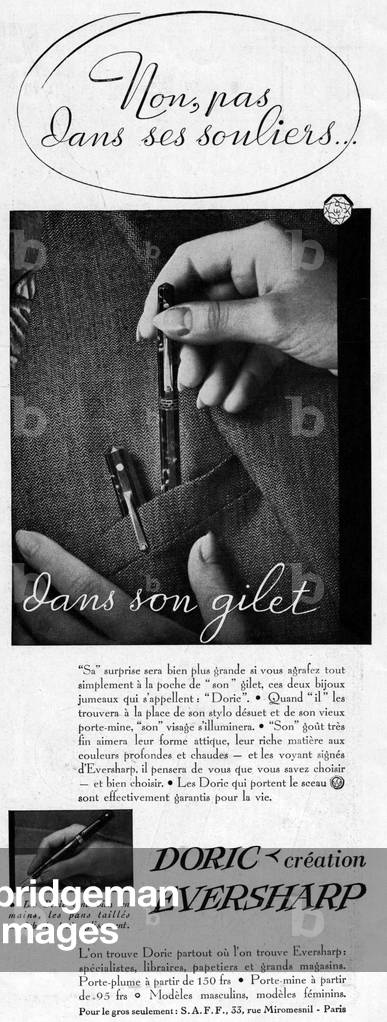 French advertisement for pens by Doric, december 1932