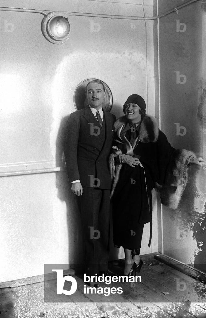 American actress Gloria Swanson (1899-1983) with her 2nd husband aboard a liner, c. 1925