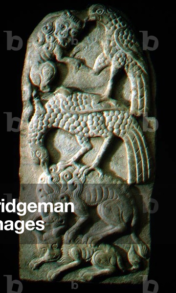 Relief depicting animals and birds in combat