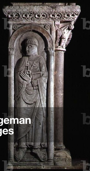St. Peter, relief on corner pier of the cloister gallery, c.1100 (marble)