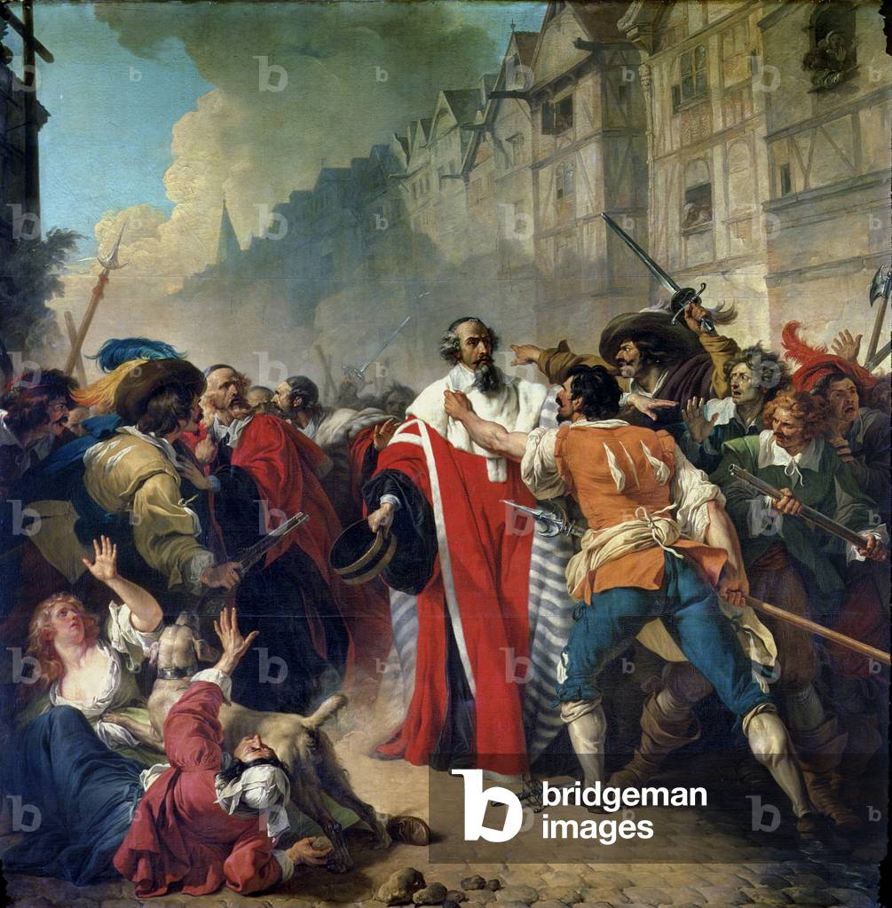 Image de Peinture représentant Mathieu Mole a été arrêté par la foule parisienne à son retour de Mazarin et de
