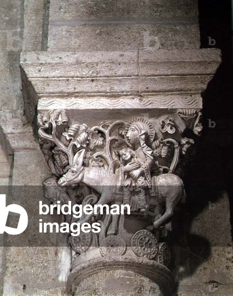 The Flight into Egypt, column capital, 11th century (stone)