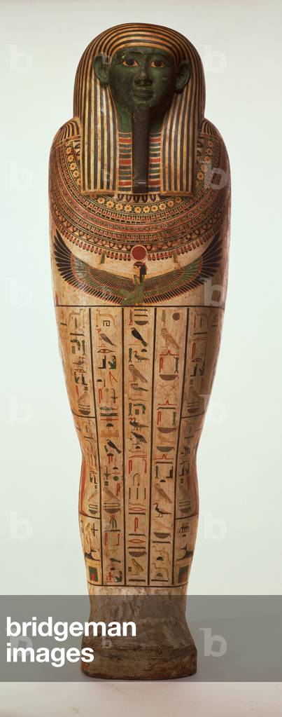 The sarcophagus of Psamtik I (664-610 BC) Late Period (painted wood) (for details see 95060-64)