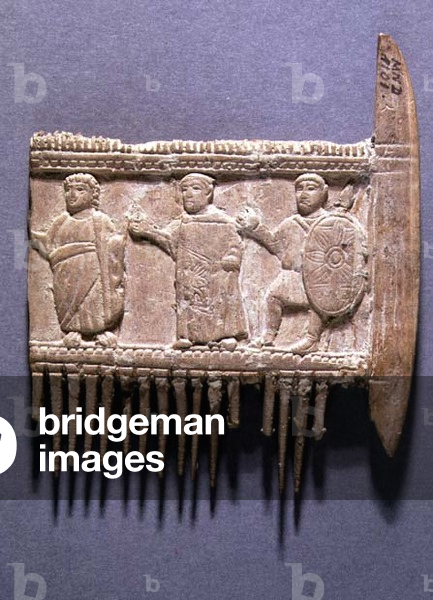 Fragment of a hair comb with relief depicting a religious ceremony, Greek (ivory) (for back see also 94627)