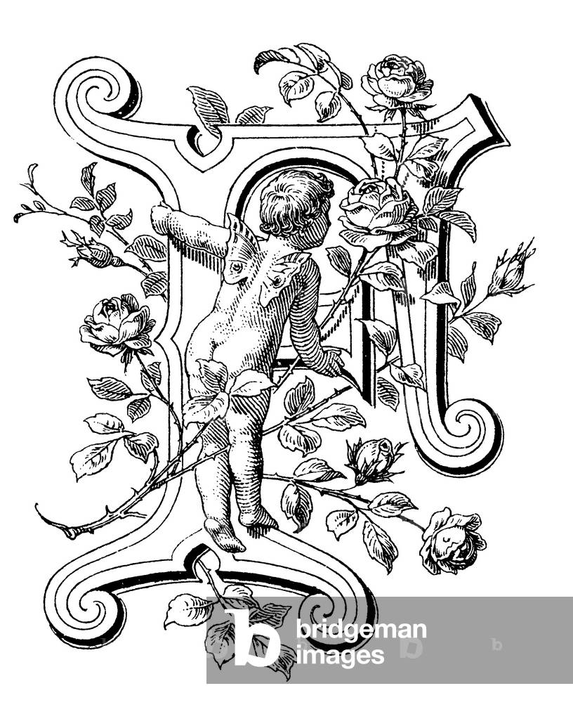 Alphabetic character, letter F, cupid