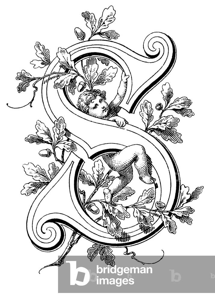 Alphabetic character, letter S, cupid