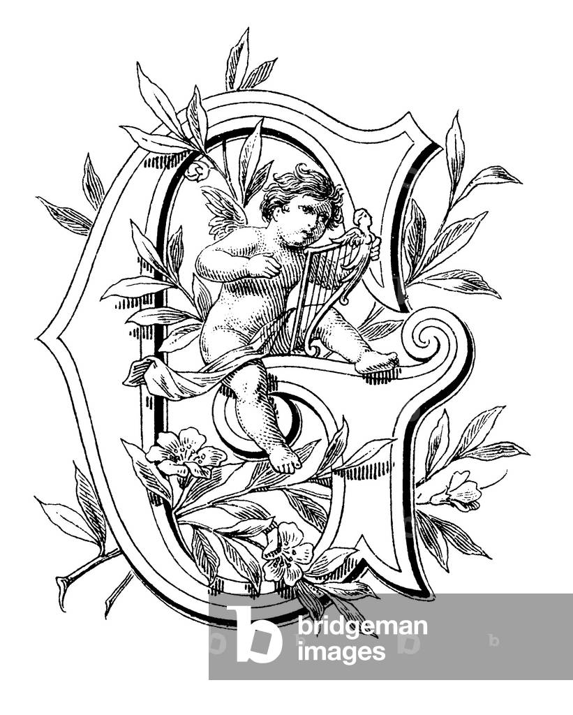 Alphabetic character, letter G, cupid